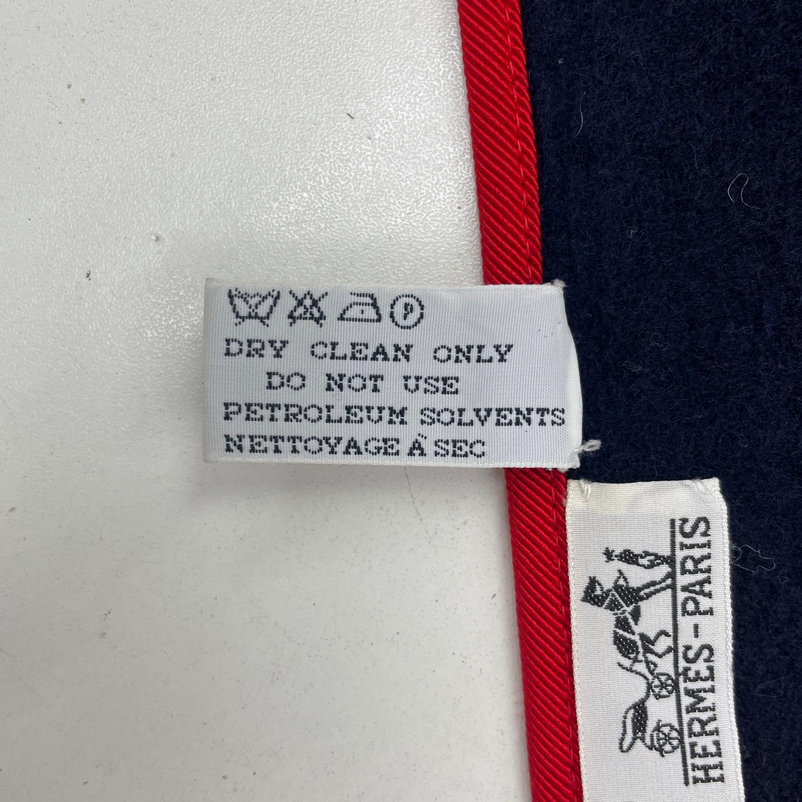 極美品 エルメス タグ付 カシミヤ チェック フリンジ マフラー ネイビー 紺 秋 冬 防寒 ストール メンズ レディース RUE CU20-8