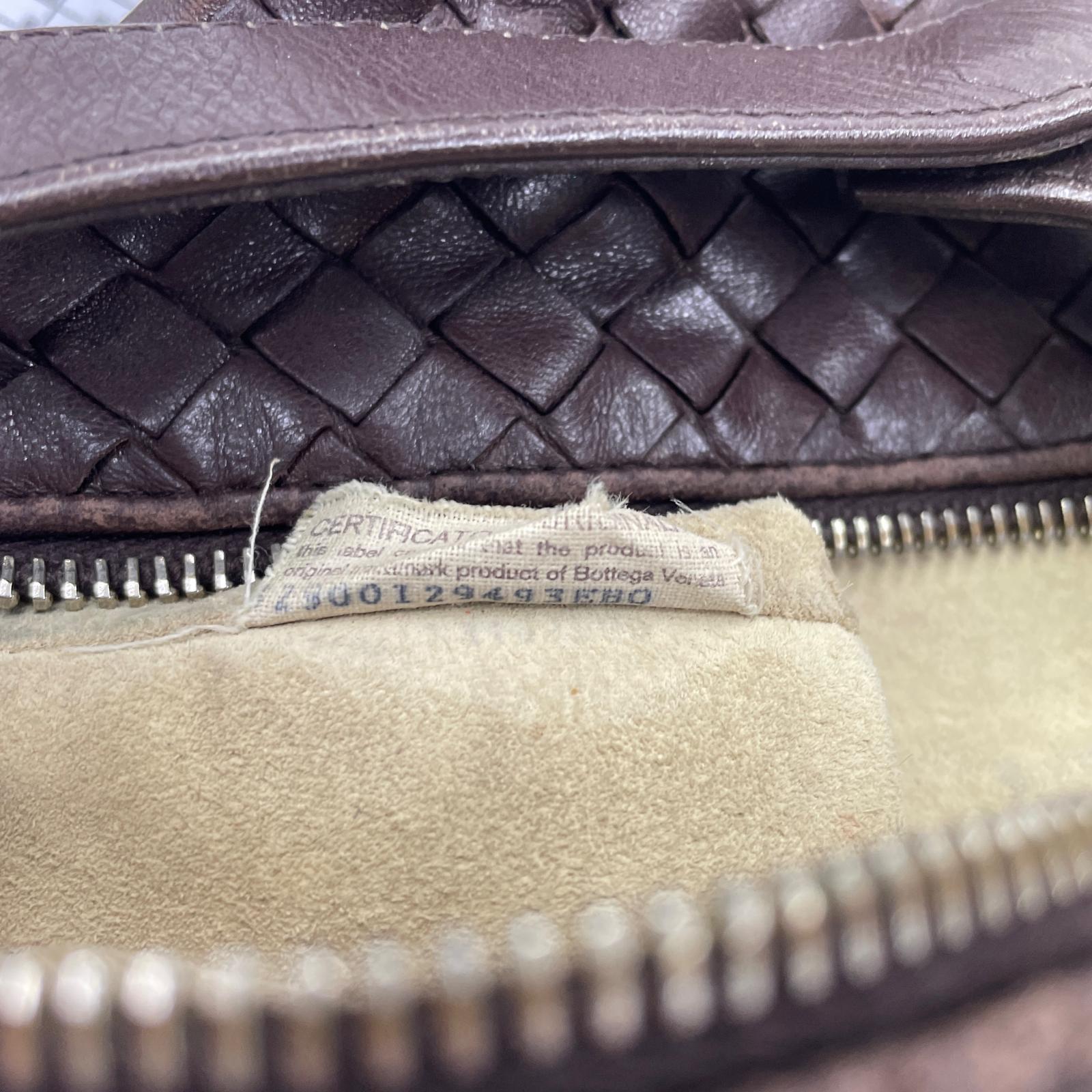 極美品 ボッテガヴェネタ イントレチャート レザー ハンドバッグ 本革 ブラウン 茶色 ブランド レディース RUM CU20-2