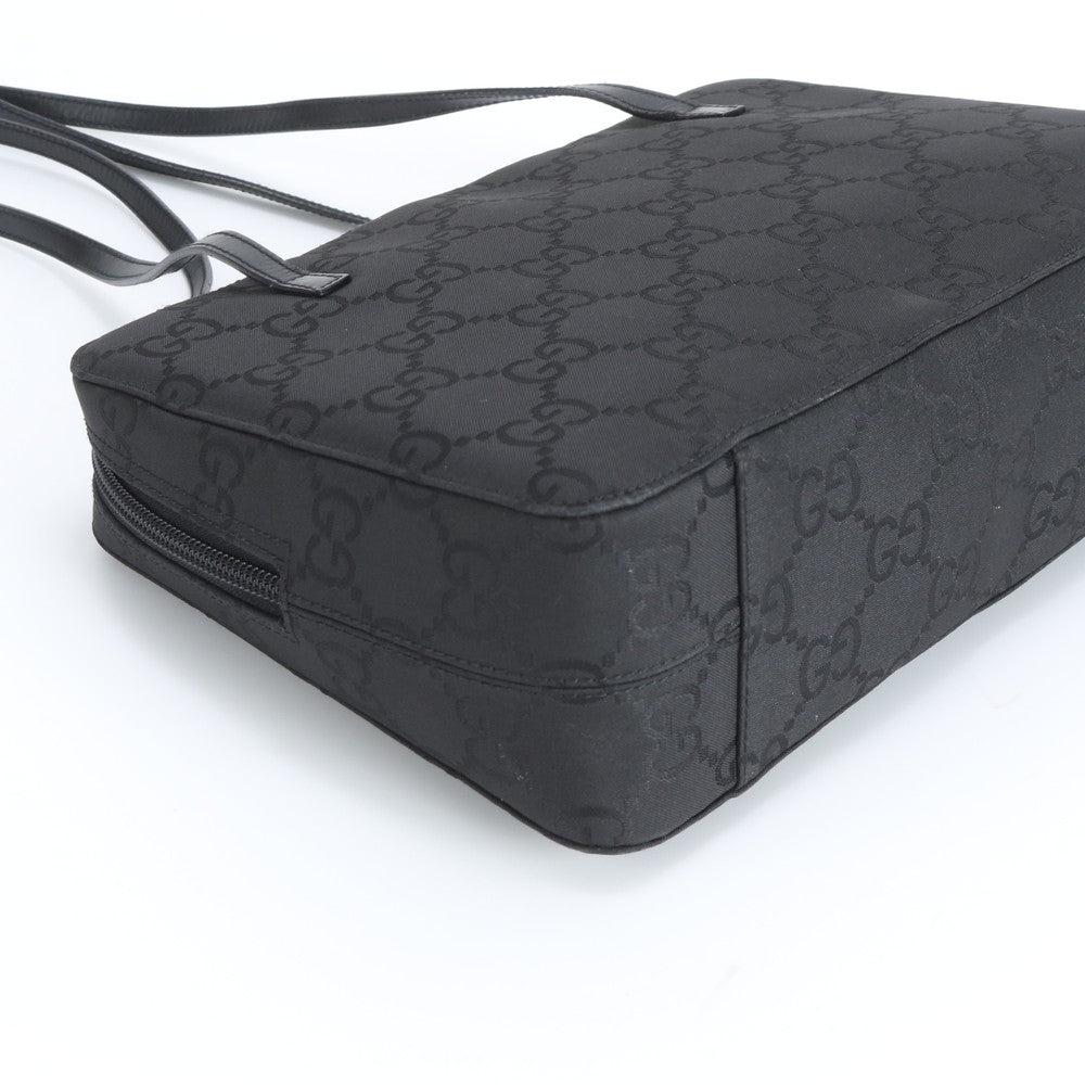 極美品 グッチ GGナイロン 96049 レザー ショルダーバッグ 肩掛け トート ハンド 本革 ブラック 黒 レディース RWM DO3-10