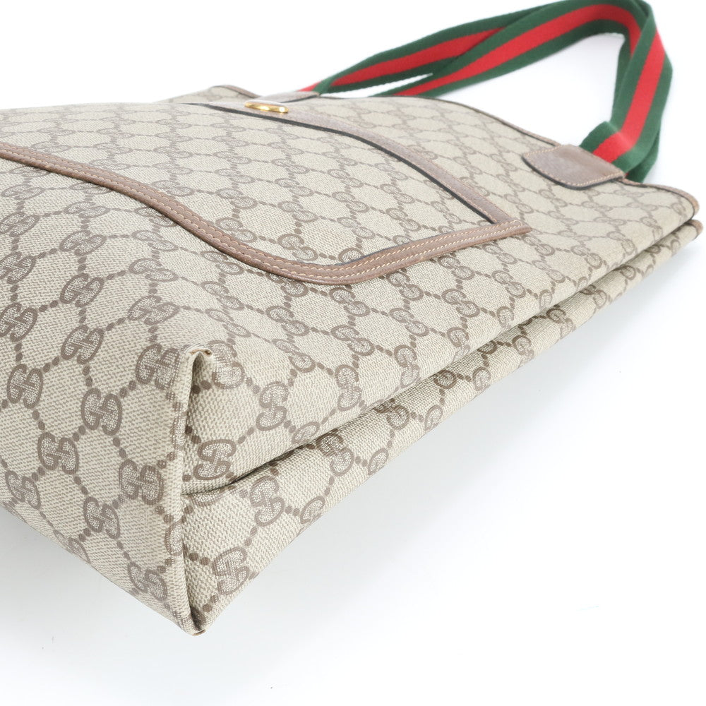 美品 グッチ GGスプリーム シェリー ライン レザー トート バッグ ショルダー ビジネス 通勤 A4 メンズ レディース REM DS46-8