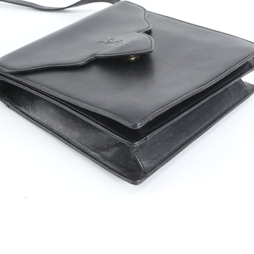 極美品 ヴィンテージ イヴ サンローラン YSL レザー ショルダーバッグ 斜め掛け ブラック 黒 レディース MWM DT6-2