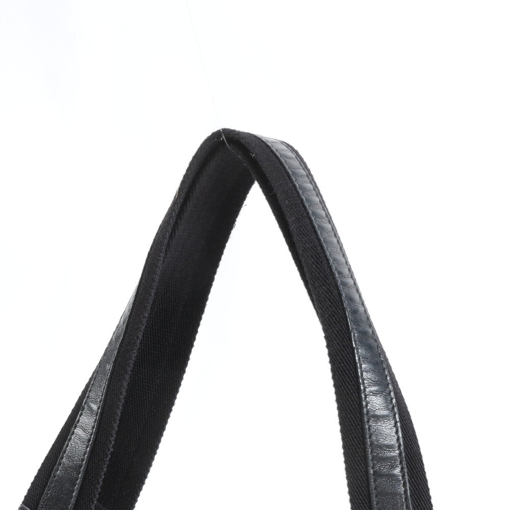 美品 イヴ サンローラン YSL ロゴ レザー キャンバス トート バッグ 肩掛け ショルダー ブラック 黒 A4 レディース MWM DT6-6
