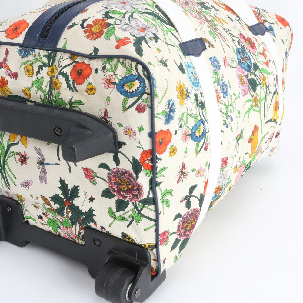 美品 グッチ フローラ レザー キャンバス スーツケース キャリーケース バッグ 出張 旅行 メンズ レディース MBM DT9-7