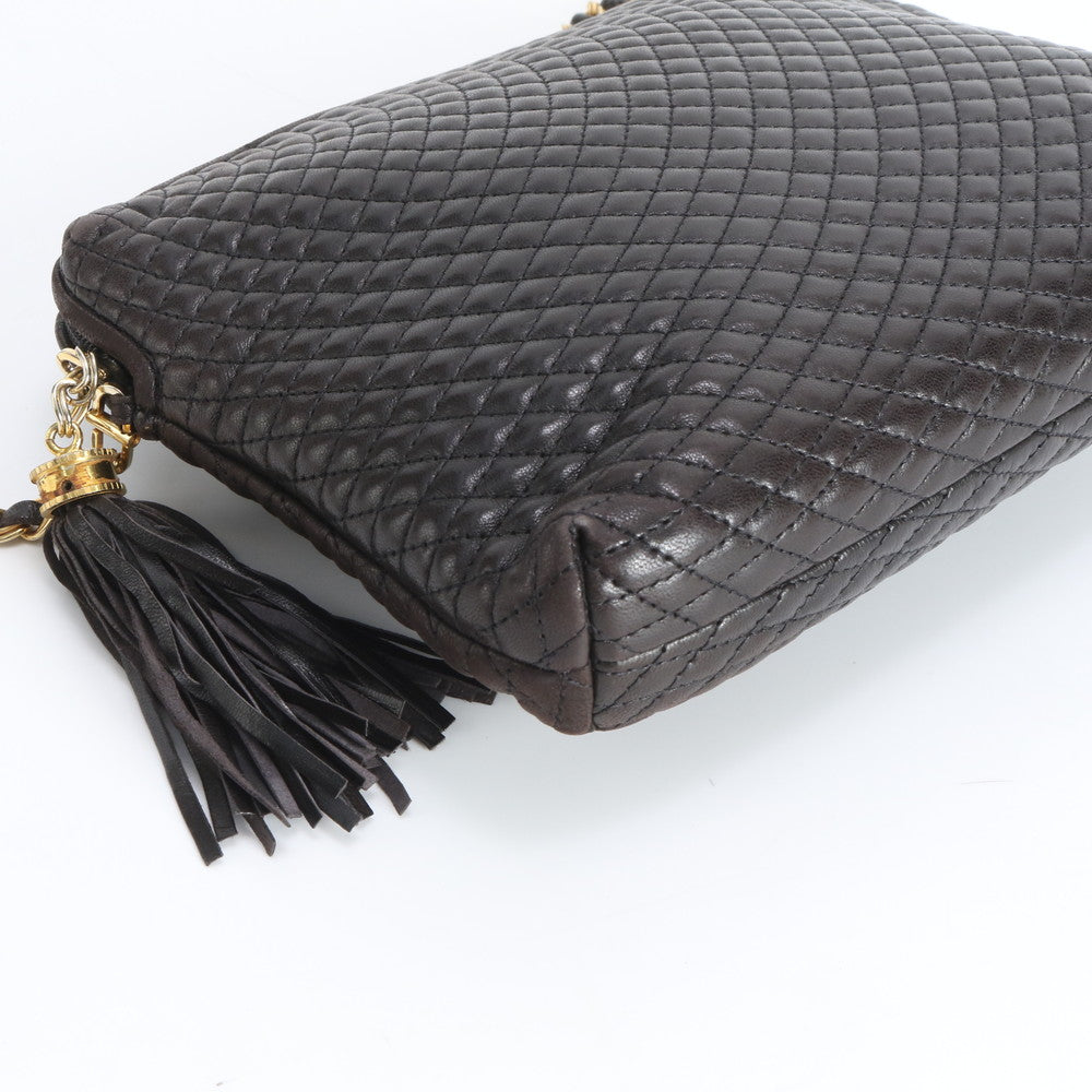 極美品 バリー キルティング レザー チェーン ショルダーバッグ 斜め掛け クロスボディ ブラック トート レディース EEE DT33-6