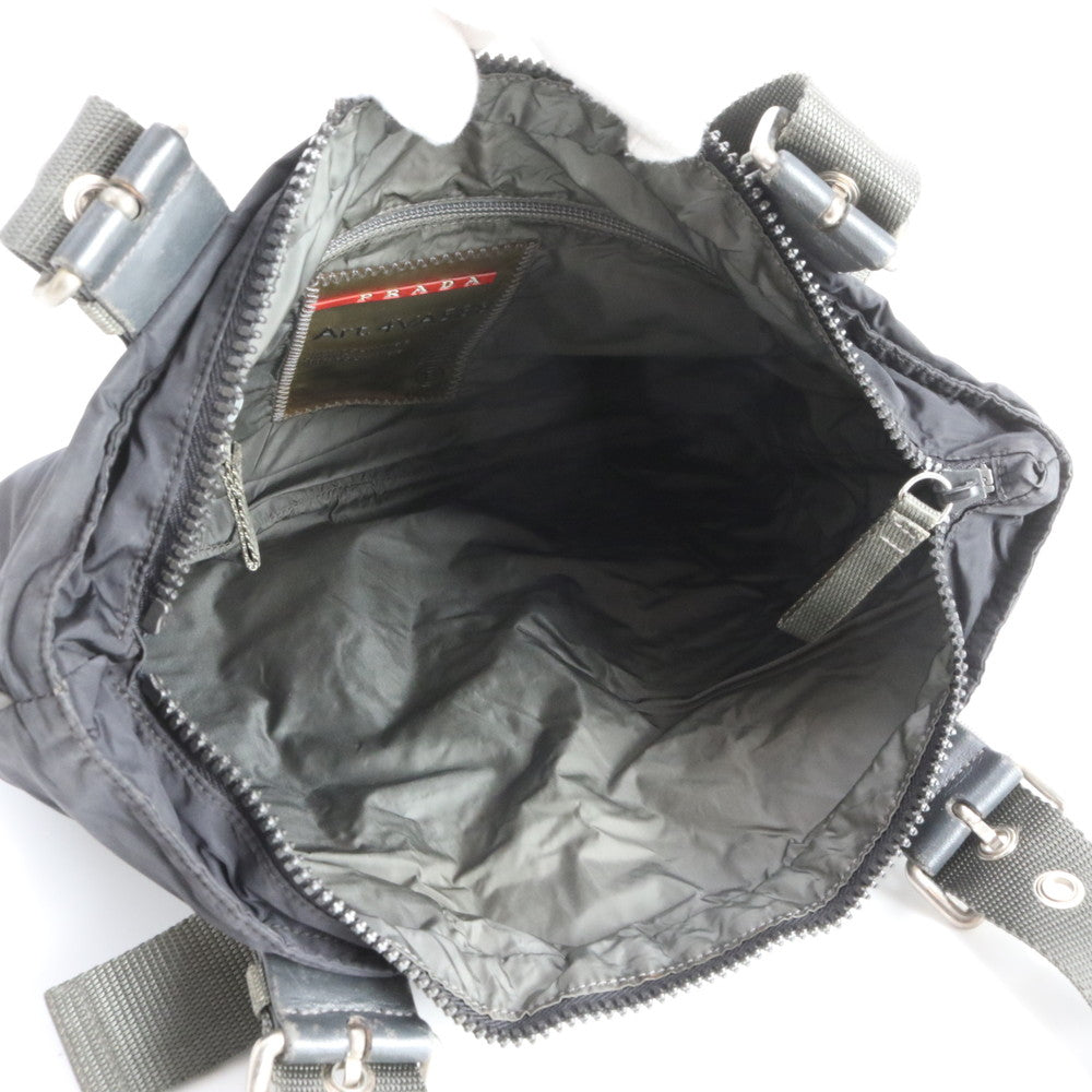 美品 プラダ スポーツ 4VA588 トート バッグ ショルダー ビジネス 通勤 書類鞄 ブラック グレー メンズ EEE DT36-3
