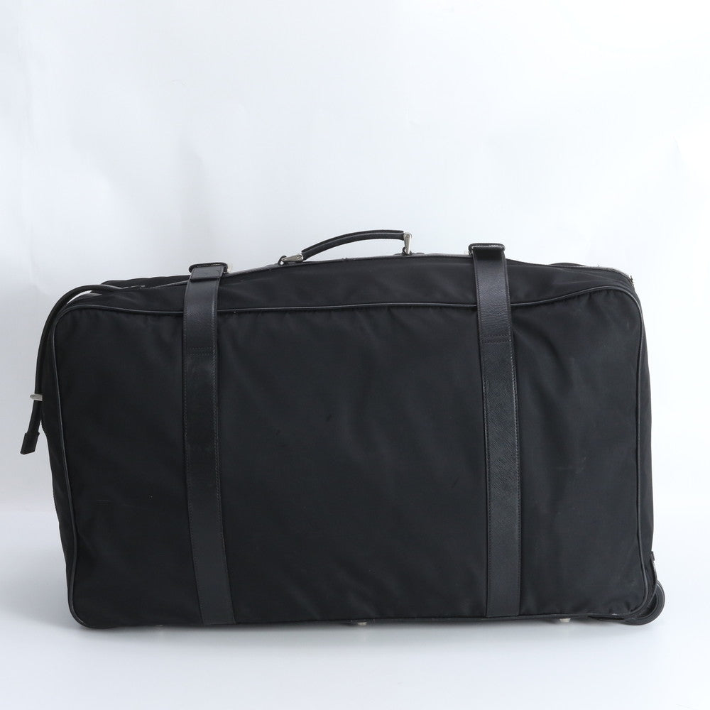美品 プラダ テスート ナイロン トライアングルロゴ レザー ボストン バッグ 出張 旅行 トート トラベル メンズ EWE DT48-6