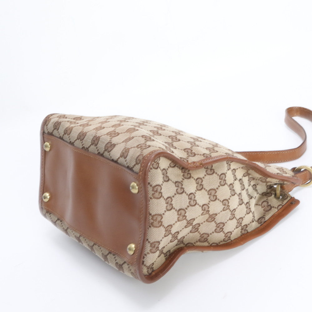 グッチ GG キャンバス 110292 レザー ショルダーバッグ 肩掛け トート ハンド ブラウン 茶色 レディース RWE DT47-2