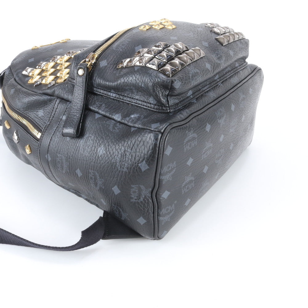 美品 MCM エムシーエム ヴィセトス スタッズ リュックサック リュック バックパック ショルダー バッグ A4 メンズ RBE DV42-1