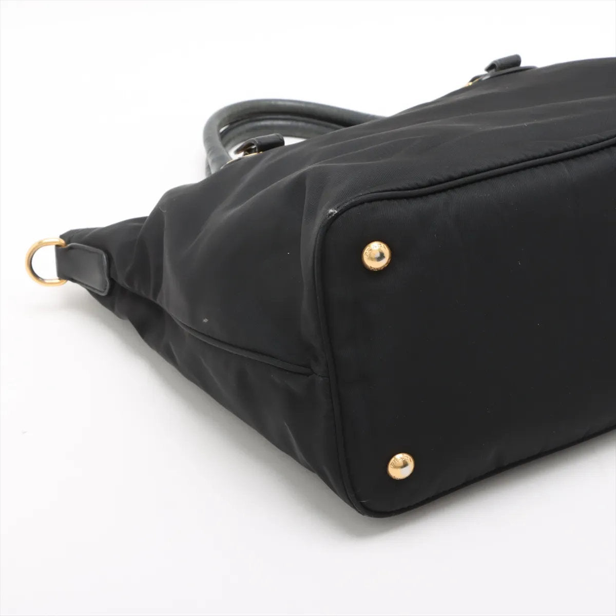 美品 プラダ テスート ナイロン BN1902 レザー トート バッグ ショルダー ハンド 本革 ブラック 黒 A4 レディース MMM DT51-10