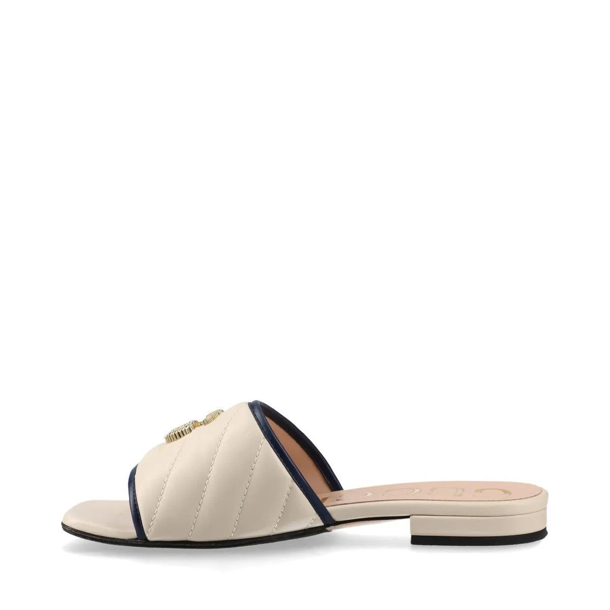 美品 グッチ GGマーモント キルティング 629730 レザー サンダル ベージュ ヒール 靴 シューズ ミュール レディース MMM CO50-10