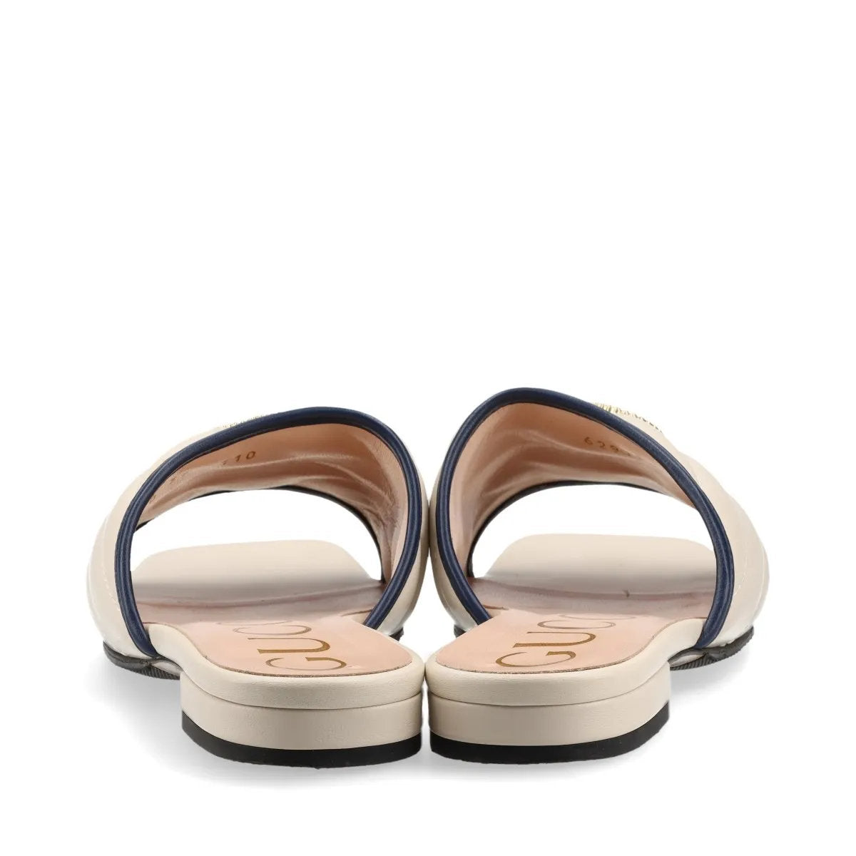 美品 グッチ GGマーモント キルティング 629730 レザー サンダル ベージュ ヒール 靴 シューズ ミュール レディース MMM CO50-10