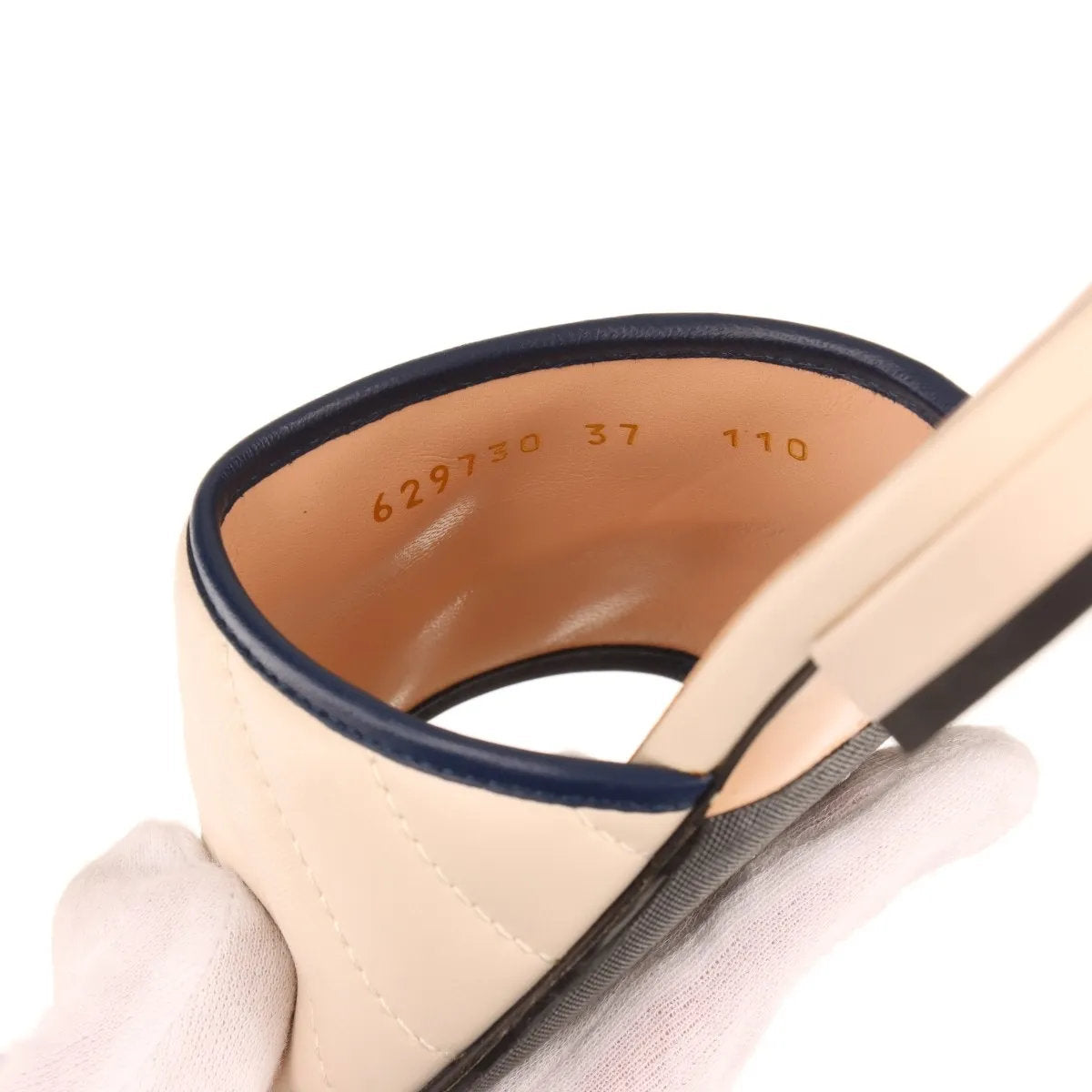 美品 グッチ GGマーモント キルティング 629730 レザー サンダル ベージュ ヒール 靴 シューズ ミュール レディース MMM CO50-10