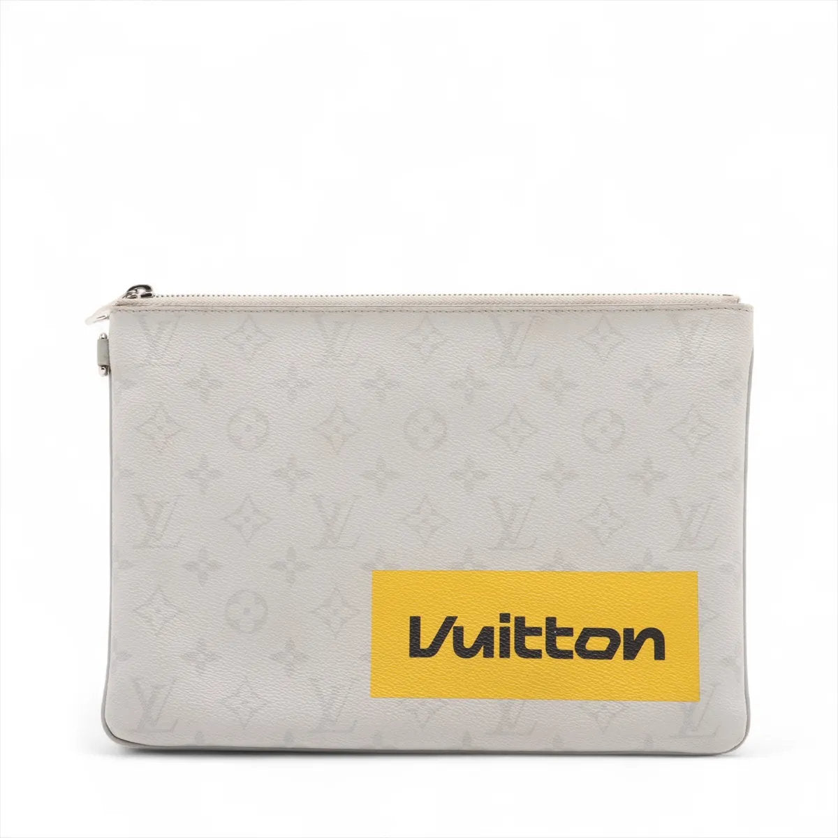 美品 ルイヴィトン モノグラム ホワイト ジップド ポーチ GM M68310 レザー セカンドバッグ クラッチ ポーチ メンズ MMM CV53-10