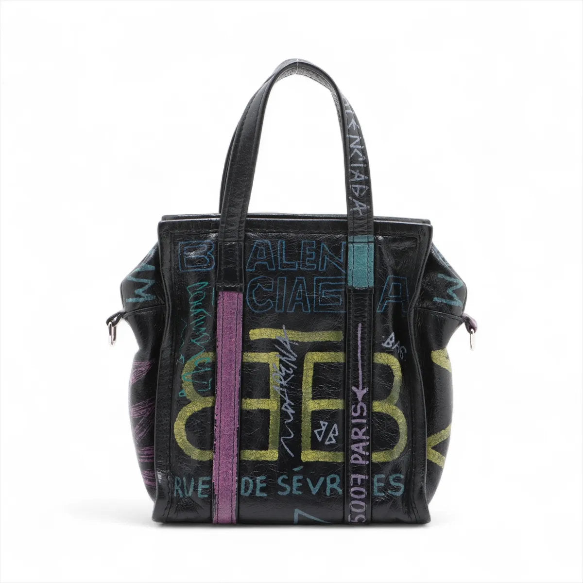 美品 バレンシアガ グラフィティ バザールショッパー XS レザー 2WAY トートバッグ 斜め掛け ショルダー 513989 レディース EEE CV52-2