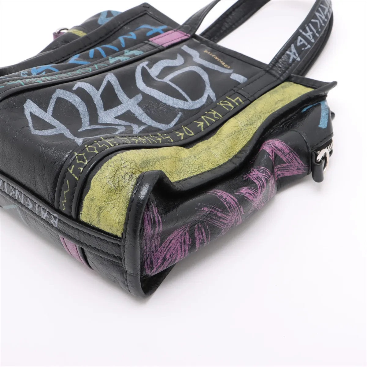 美品 バレンシアガ グラフィティ バザールショッパー XS レザー 2WAY トートバッグ 斜め掛け ショルダー 513989 レディース EEE CV52-2