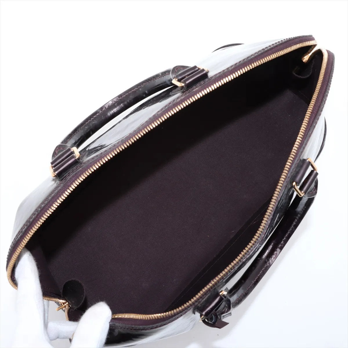 美品 ルイヴィトン モノグラム ヴェルニ アルマ GM アマラント M93595 レザー ハンドバッグ 本革 レディース MMM CV53-8