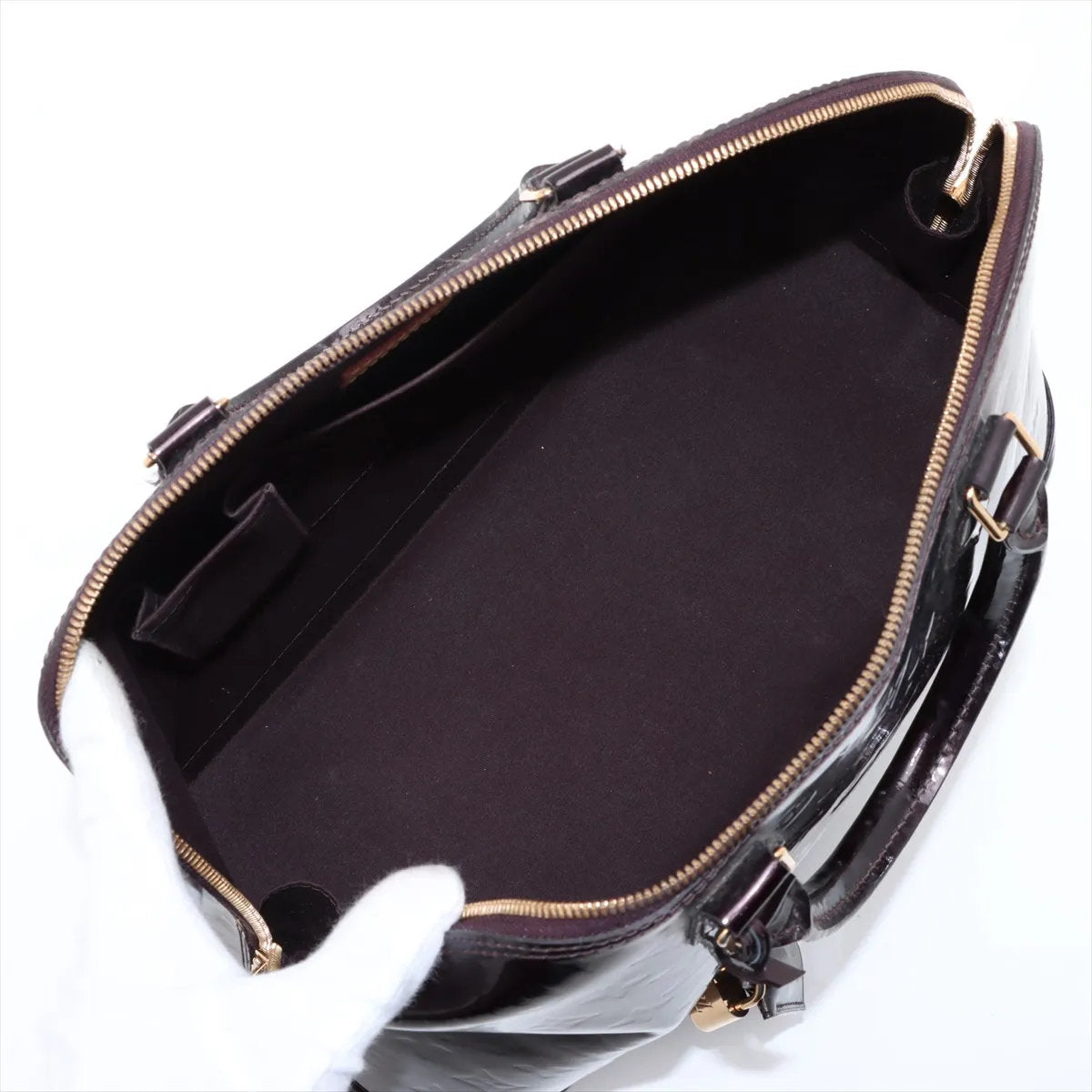 美品 ルイヴィトン モノグラム ヴェルニ アルマ GM アマラント M93595 レザー ハンドバッグ 本革 レディース MMM CV53-8