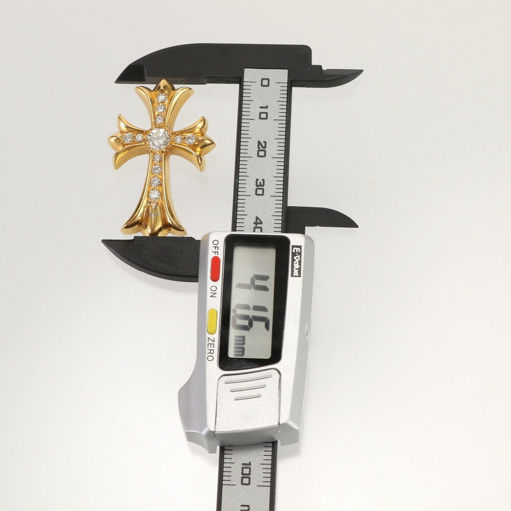 極美品 クロムハーツ タイニー スモール CHクロスファット チャーム パヴェダイヤモンド 22K 刻印 ペンダントトップ ゴールド MMM BQ25-1