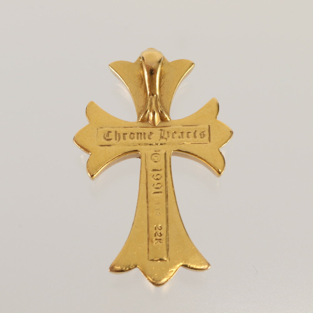 極美品 クロムハーツ タイニー スモール CHクロスファット チャーム パヴェダイヤモンド 22K 刻印 ペンダントトップ ゴールド MMM BQ25-1