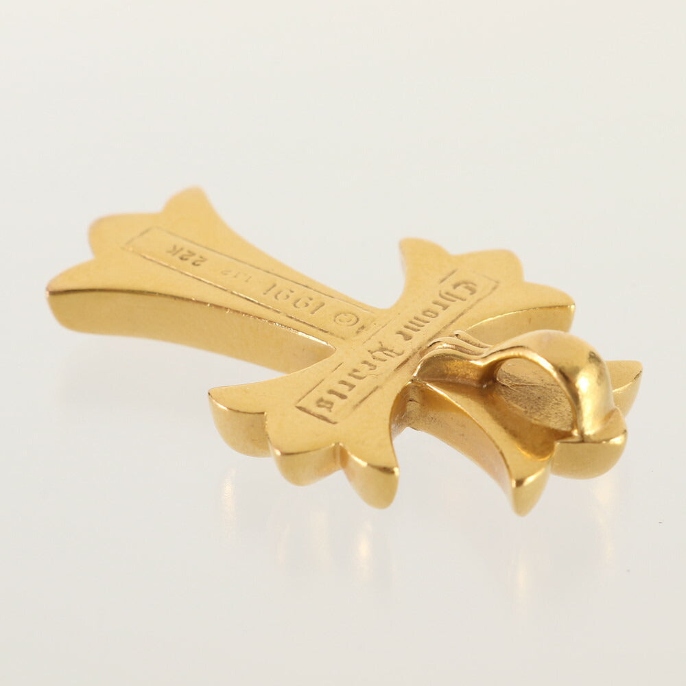 極美品 クロムハーツ タイニー スモール CHクロスファット チャーム パヴェダイヤモンド 22K 刻印 ペンダントトップ ゴールド MMM BQ25-1