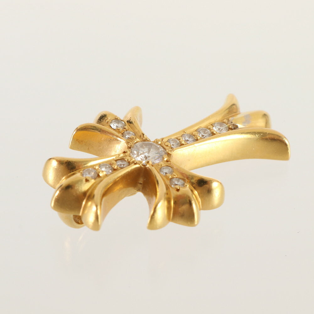 極美品 クロムハーツ タイニー スモール CHクロスファット チャーム パヴェダイヤモンド 22K 刻印 ペンダントトップ ゴールド MMM BQ25-1