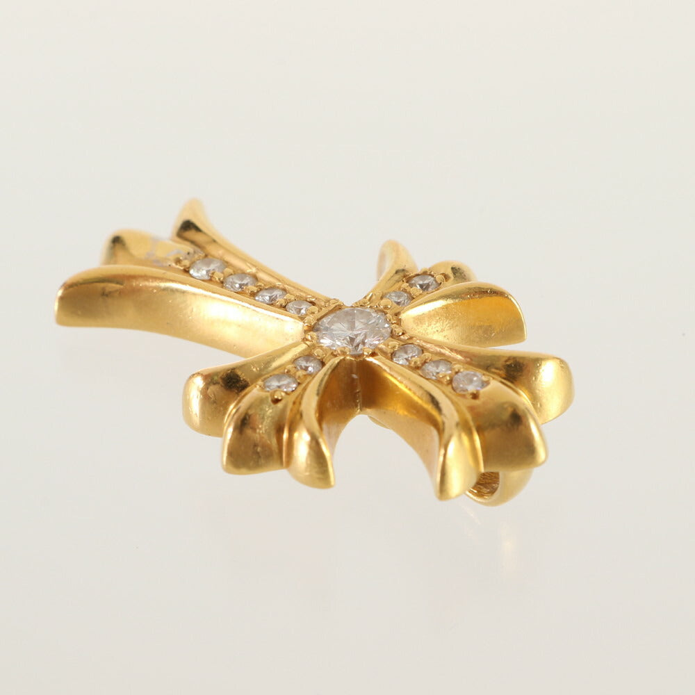 極美品 クロムハーツ タイニー スモール CHクロスファット チャーム パヴェダイヤモンド 22K 刻印 ペンダントトップ ゴールド MMM BQ25-1