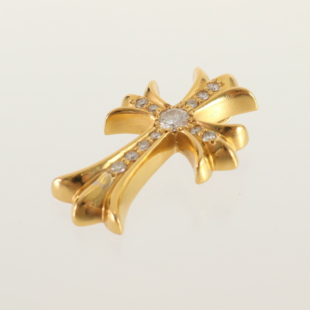 極美品 クロムハーツ タイニー スモール CHクロスファット チャーム パヴェダイヤモンド 22K 刻印 ペンダントトップ ゴールド MMM BQ25-1