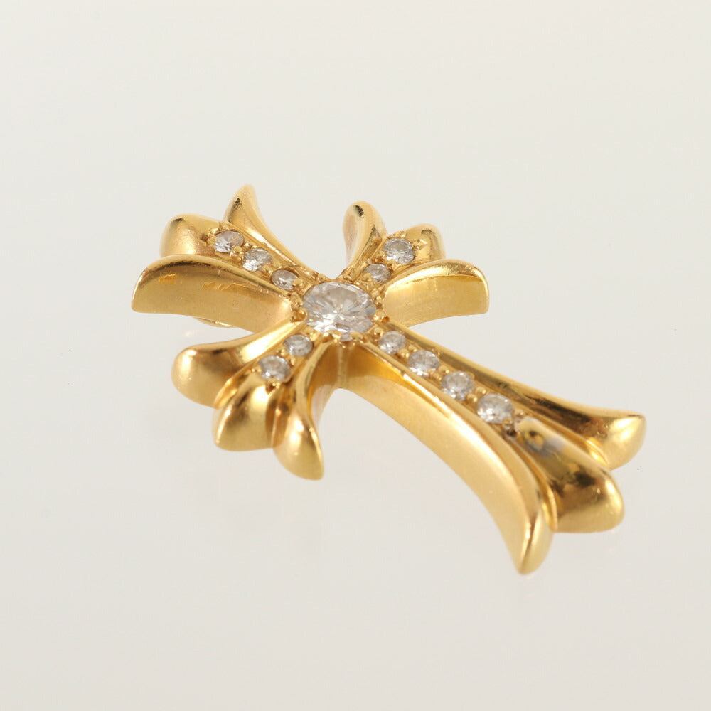 極美品 クロムハーツ タイニー スモール CHクロスファット チャーム パヴェダイヤモンド 22K 刻印 ペンダントトップ ゴールド MMM BQ25-1