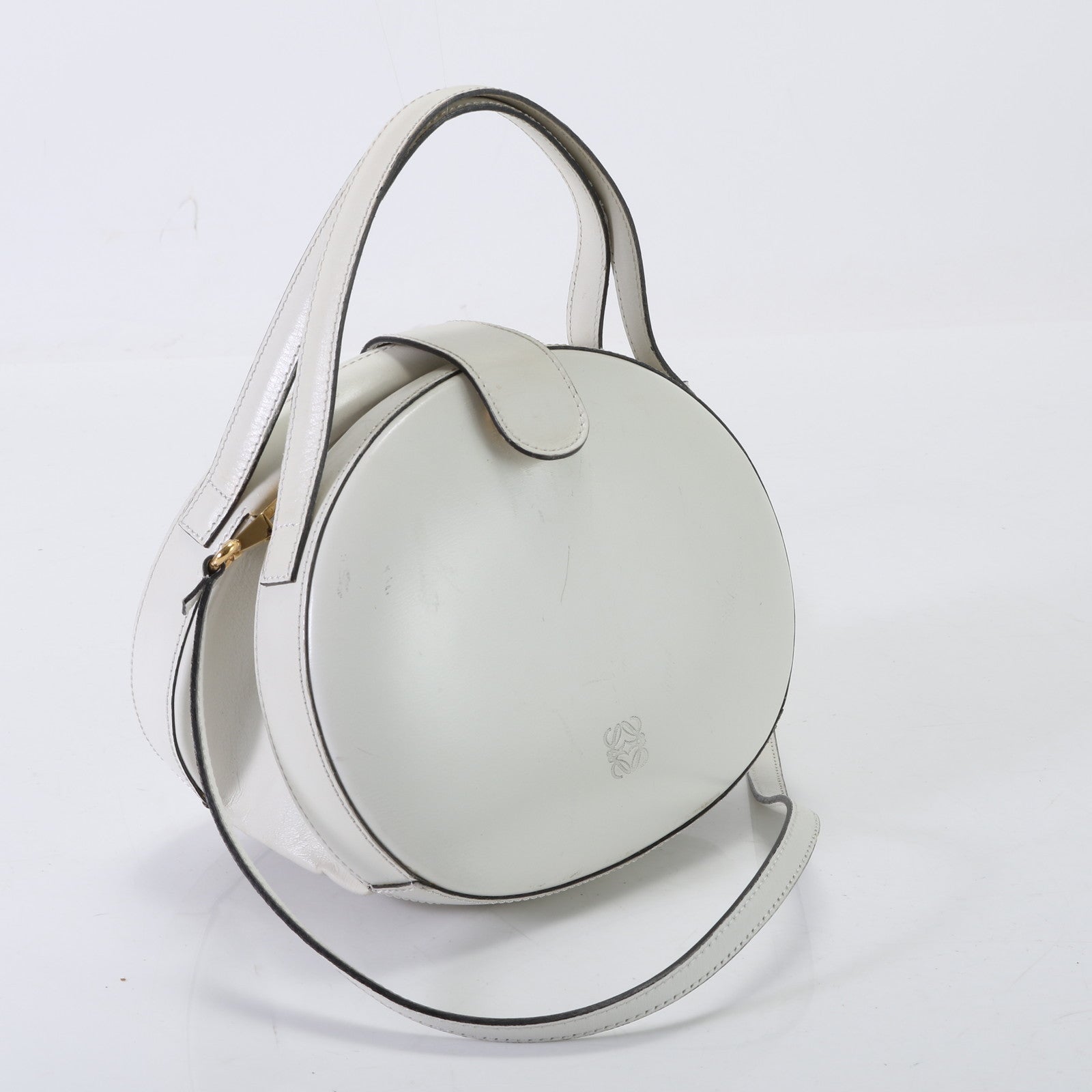 ヴィンテージ ロエベ アナグラム レザー 2WAY ショルダーバッグ 斜め掛け ハンド トート ゴールド 金具 レディース EET D5-5