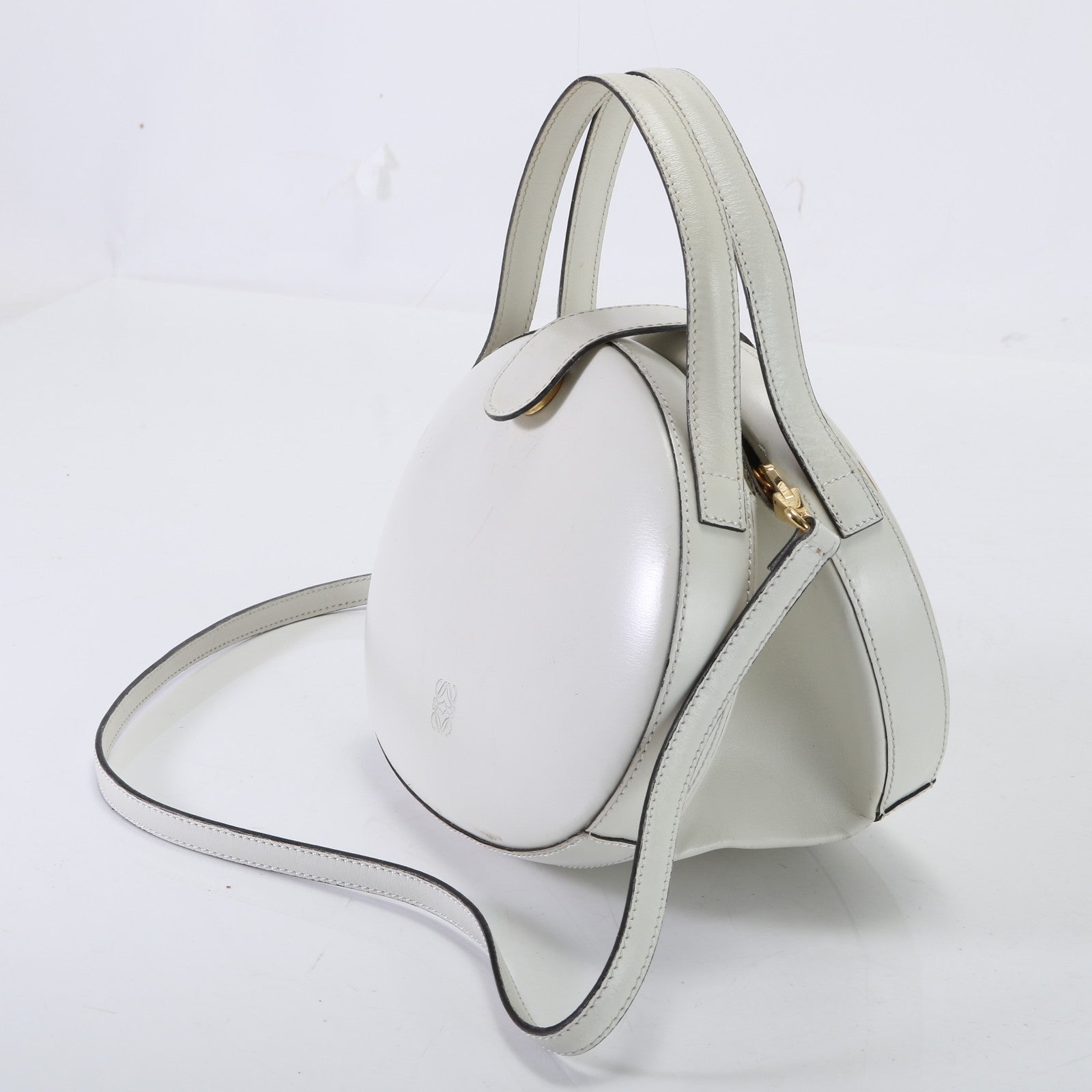 ヴィンテージ ロエベ アナグラム レザー 2WAY ショルダーバッグ 斜め掛け ハンド トート ゴールド 金具 レディース EET D5-5