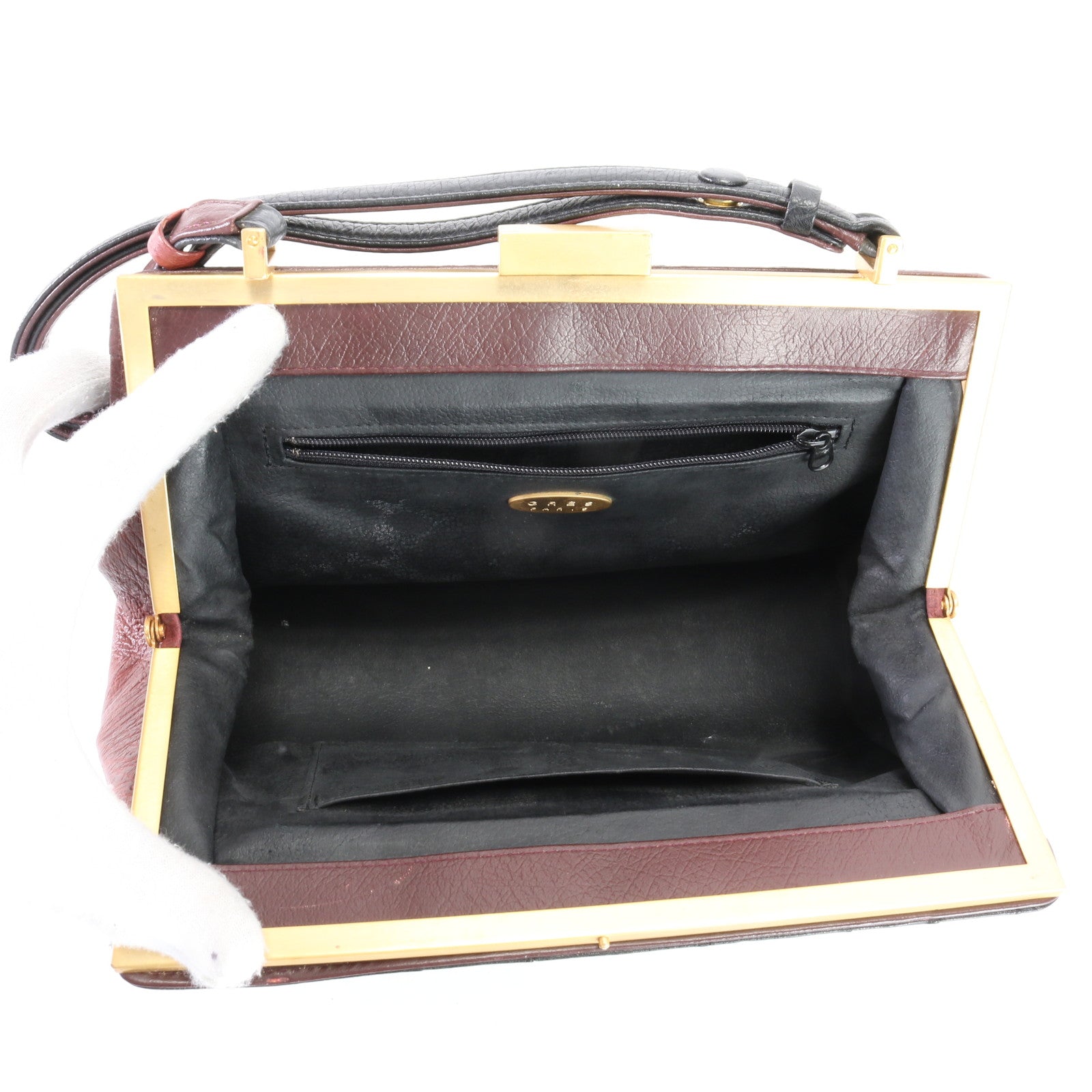 美品 GRES グレ オーストリッチ レザー 2WAY ハンドバッグ ショルダー 肩掛け トップハンドル ブラック レディース EEM G9-10