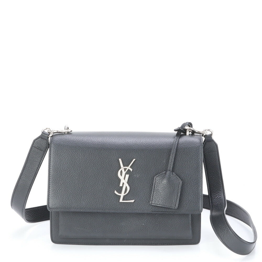 極美品 YSL イヴ サンローラン サンセット レザー ショルダーバッグ 斜め掛け ハンド トート シルバー 金具 レディース ELE BH5-7