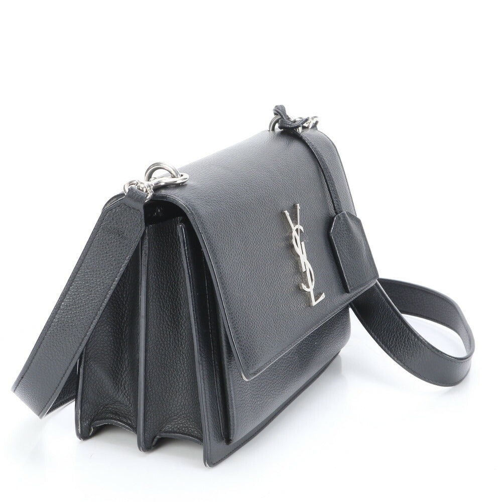 極美品 YSL イヴ サンローラン サンセット レザー ショルダーバッグ 斜め掛け ハンド トート シルバー 金具 レディース ELE BH5-7