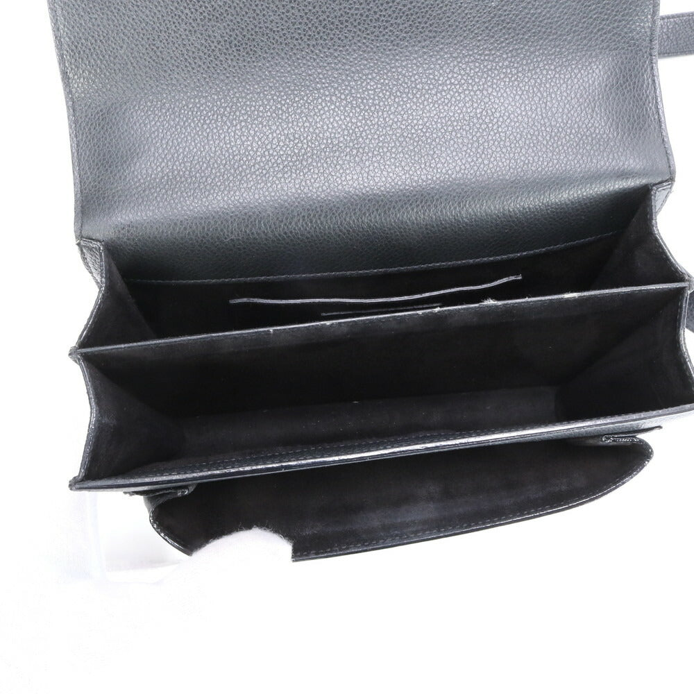 極美品 YSL イヴ サンローラン サンセット レザー ショルダーバッグ 斜め掛け ハンド トート シルバー 金具 レディース ELE BH5-7