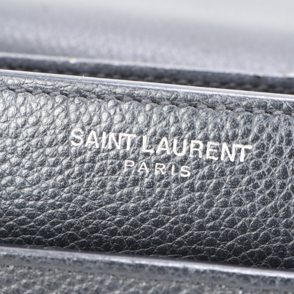 極美品 YSL イヴ サンローラン サンセット レザー ショルダーバッグ 斜め掛け ハンド トート シルバー 金具 レディース ELE BH5-7