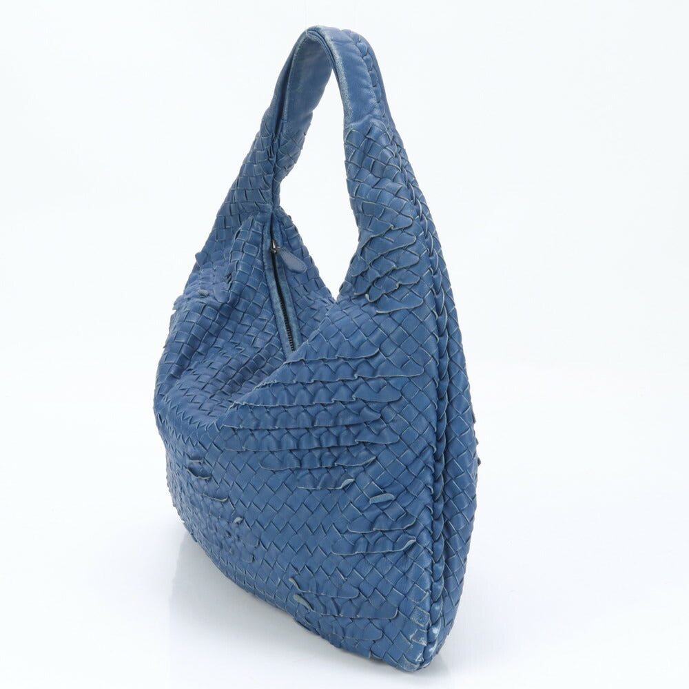 ボッテガヴェネタ イントレチャート ホーボー ブルー レザー ショルダーバッグ 肩掛け トート ハンド レディース MRM BL28-9