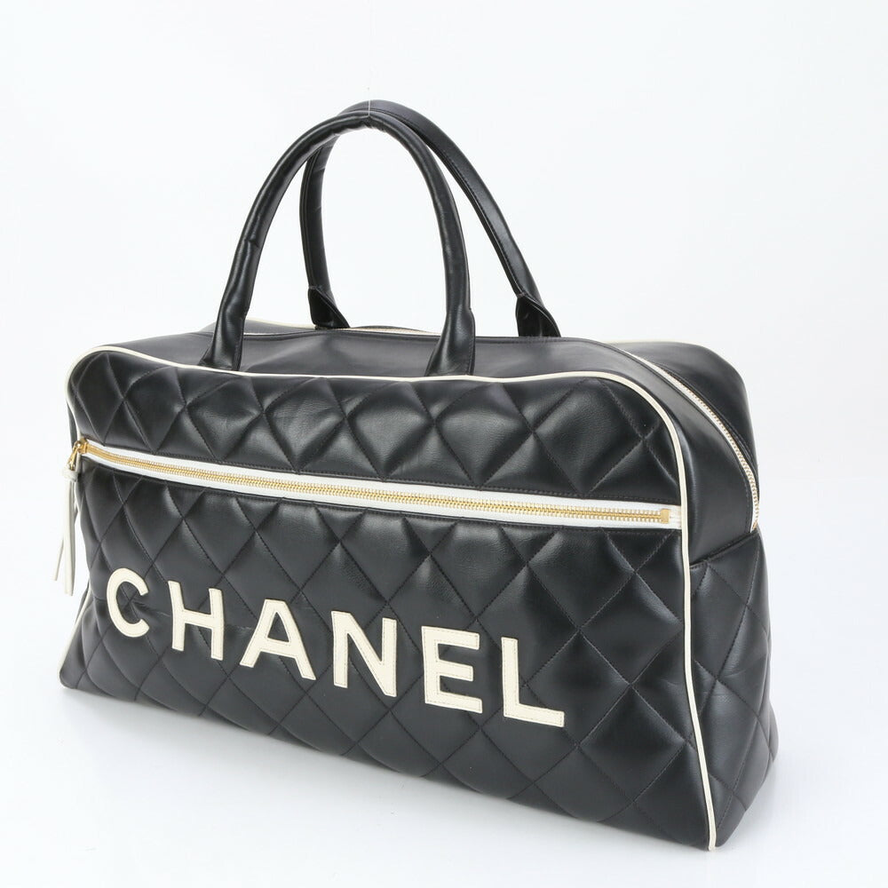 極美品 シャネル シリアルシール付 マトラッセ ロゴ レザー ボストン バッグ 出張 旅行 ハンド ショルダー A4 レディース MME BM16-6