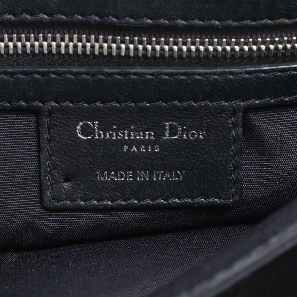 クリスチャンディオール ギャランティ付 カナージュ ニューロック レザー ショルダーバッグ 肩掛け ブラック レディース RRM BR2-7