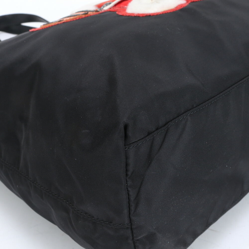 美品 プラダ テスート ナイロン 三角ロゴ バスケット ベアー レザー トート バッグ 肩掛け ショルダー ハンド A4 レディース RRE BU1-6