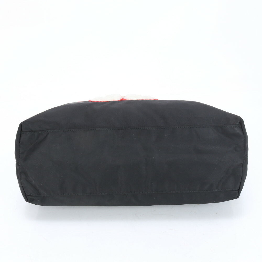 美品 プラダ テスート ナイロン 三角ロゴ バスケット ベアー レザー トート バッグ 肩掛け ショルダー ハンド A4 レディース RRE BU1-6