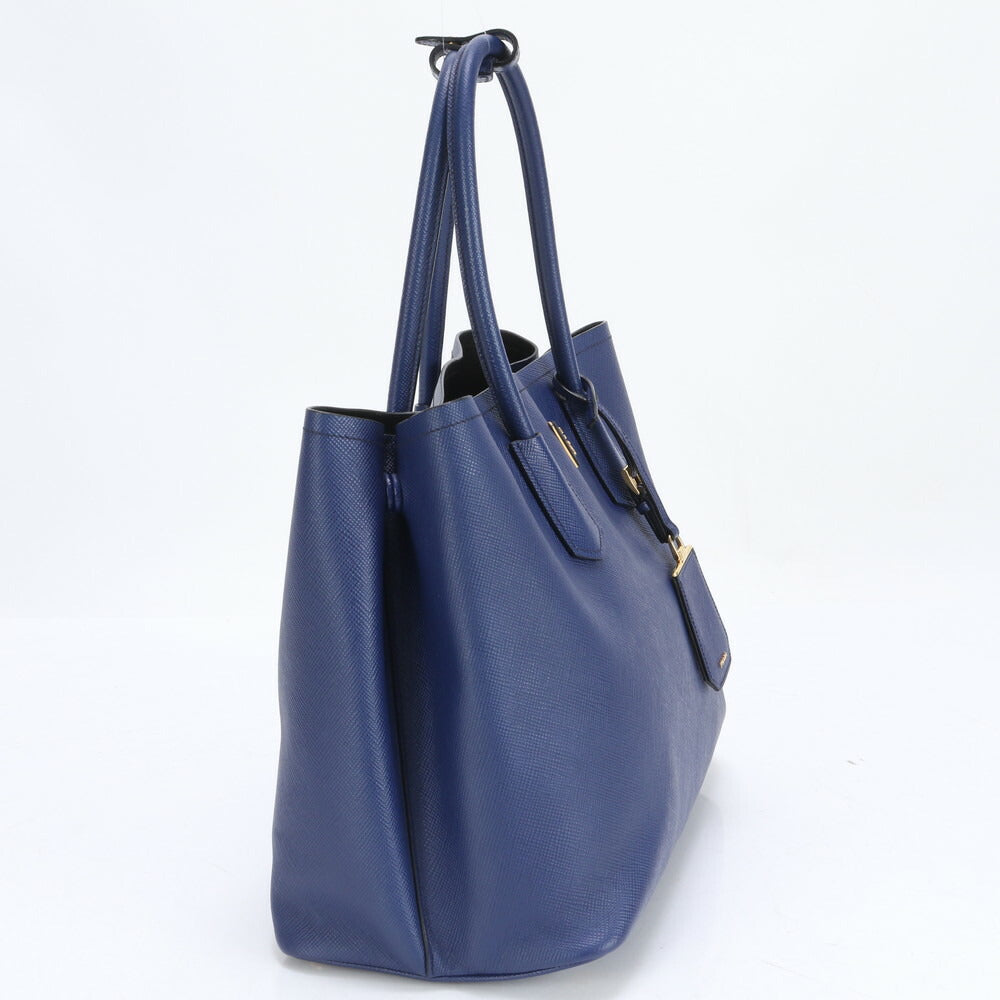 極美品 プラダ サフィアーノ ブルー レザー トート バッグ 肩掛け ショルダー ハンド A4 レディース RRM BV7-1