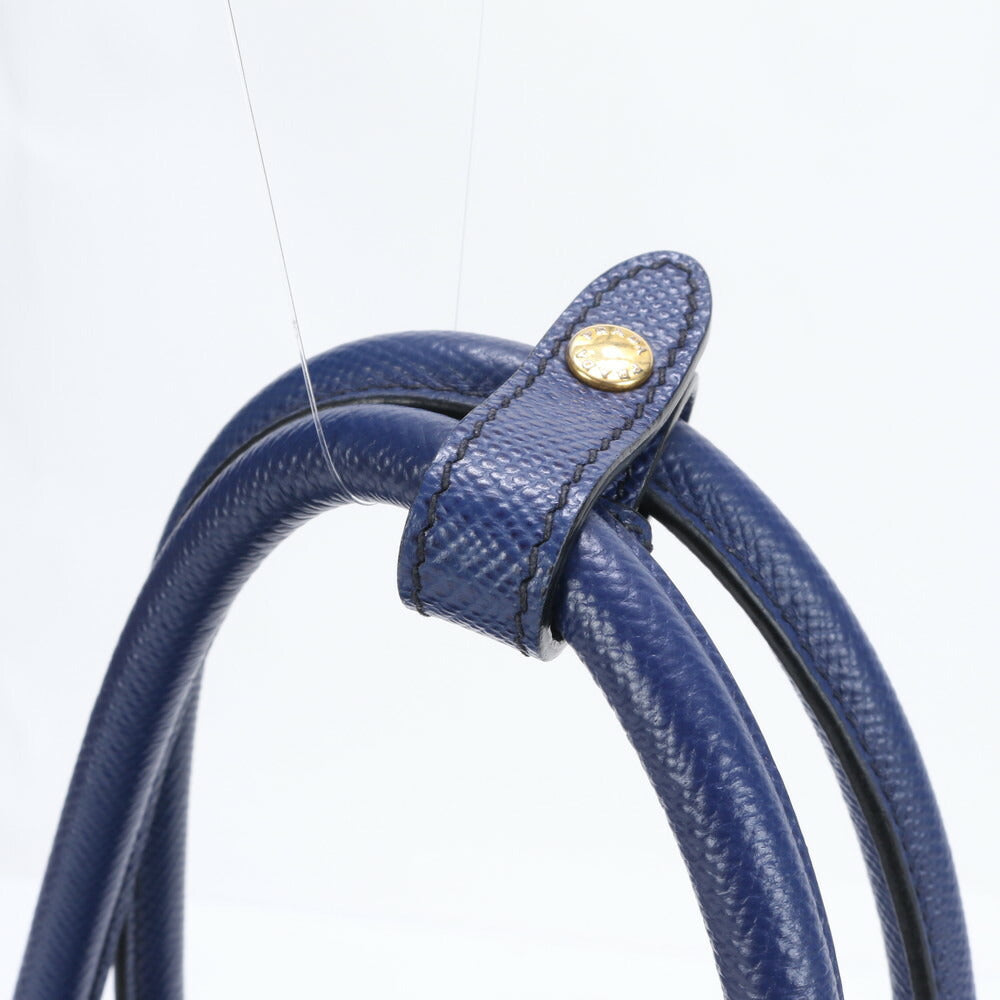 極美品 プラダ サフィアーノ ブルー レザー トート バッグ 肩掛け ショルダー ハンド A4 レディース RRM BV7-1