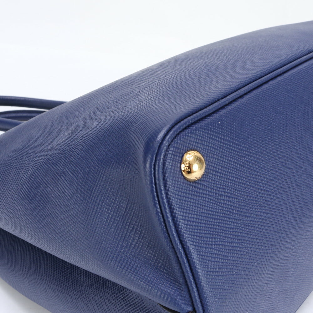 極美品 プラダ サフィアーノ ブルー レザー トート バッグ 肩掛け ショルダー ハンド A4 レディース RRM BV7-1