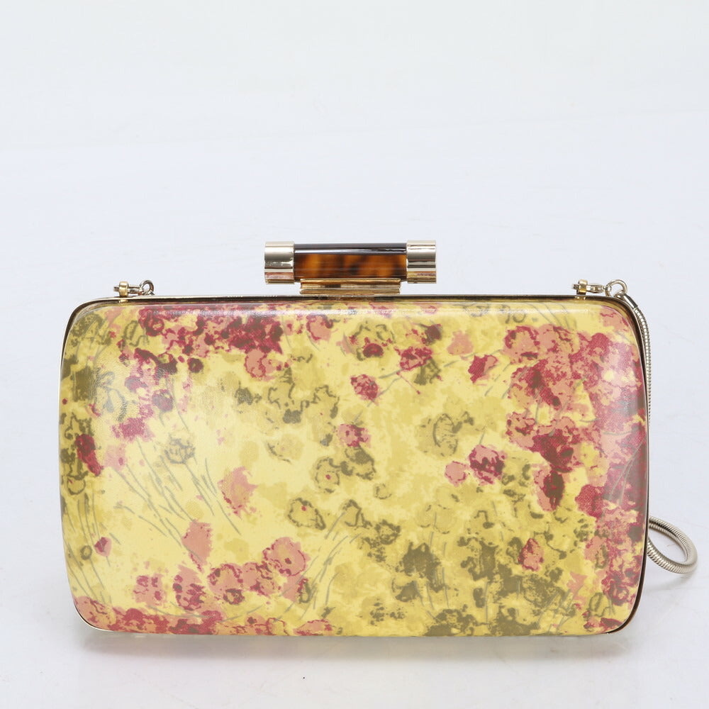 美品 バリー フローラル がま口 ゴールド スネーク チェーン ショルダーバッグ 肩掛け トート ハンド クラッチ レディース RRE CE27-10