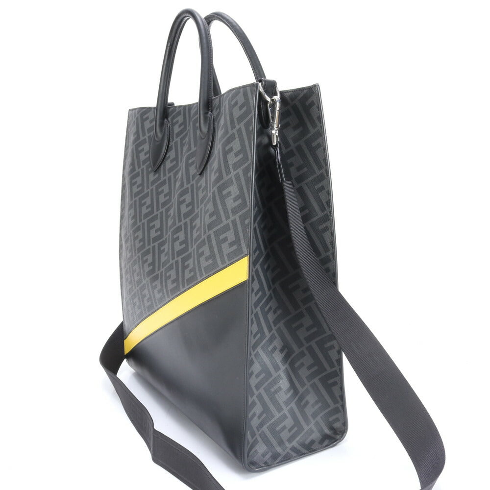 極美品 フェンディ ズッカ バーティカル トート バッグ 7VA578 レザー 2WAY 斜め掛け ショルダー ビジネス 通勤 A4 メンズ EEE BW9-6