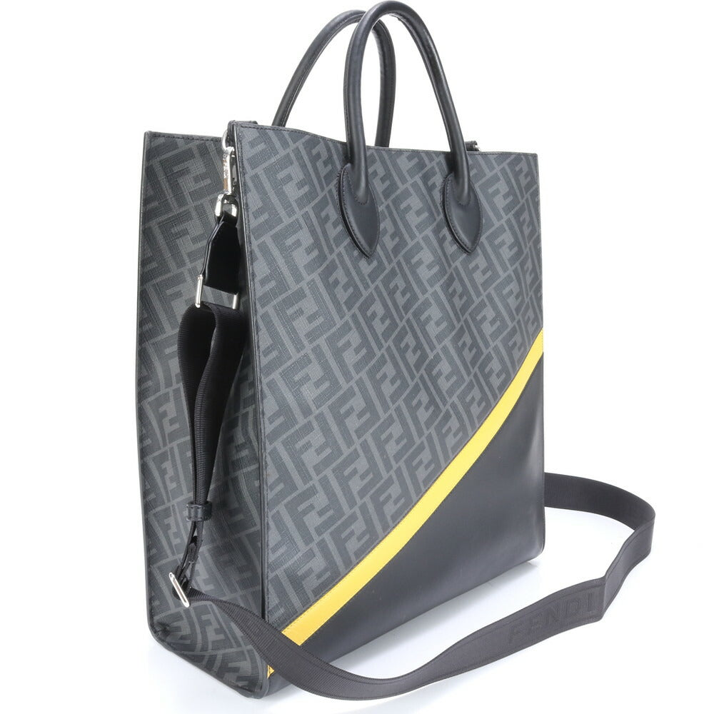 極美品 フェンディ ズッカ バーティカル トート バッグ 7VA578 レザー 2WAY 斜め掛け ショルダー ビジネス 通勤 A4 メンズ EEE BW9-6