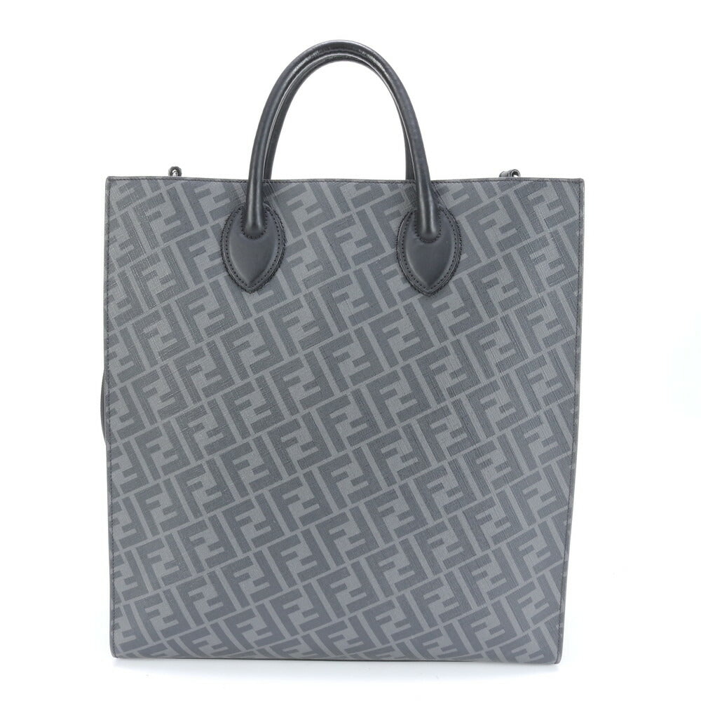 極美品 フェンディ ズッカ バーティカル トート バッグ 7VA578 レザー 2WAY 斜め掛け ショルダー ビジネス 通勤 A4 メンズ EEE BW9-6