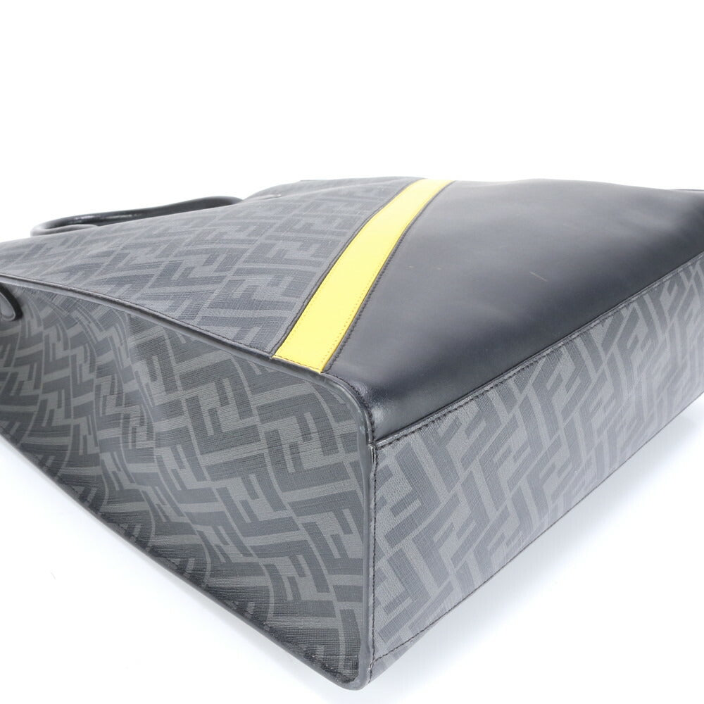 極美品 フェンディ ズッカ バーティカル トート バッグ 7VA578 レザー 2WAY 斜め掛け ショルダー ビジネス 通勤 A4 メンズ EEE BW9-6