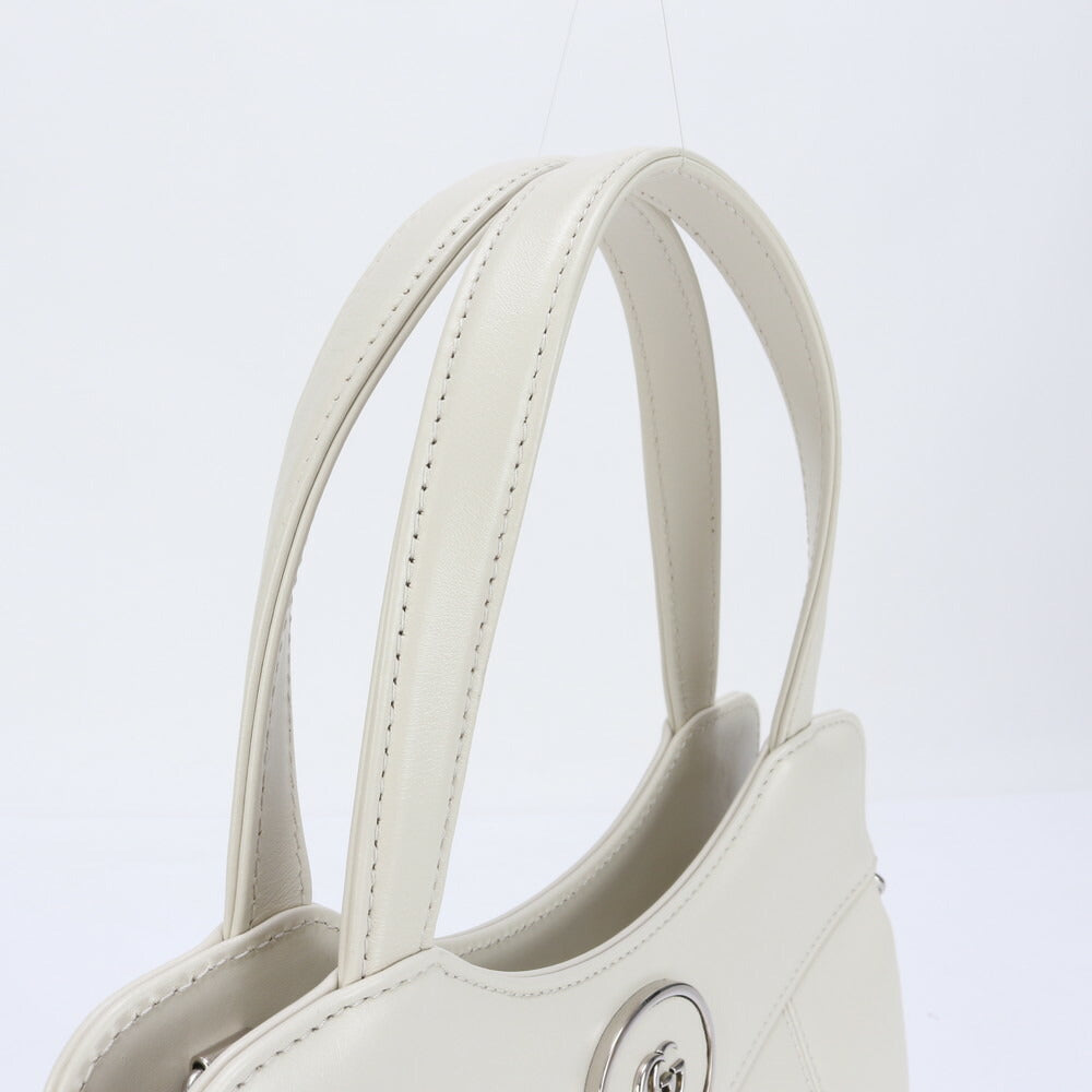 新品同様 グッチ GG シルバー チェーン ショルダー レザー 2WAY トート バッグ 斜め掛け ハンド 745918 レディース EEE BW9-5