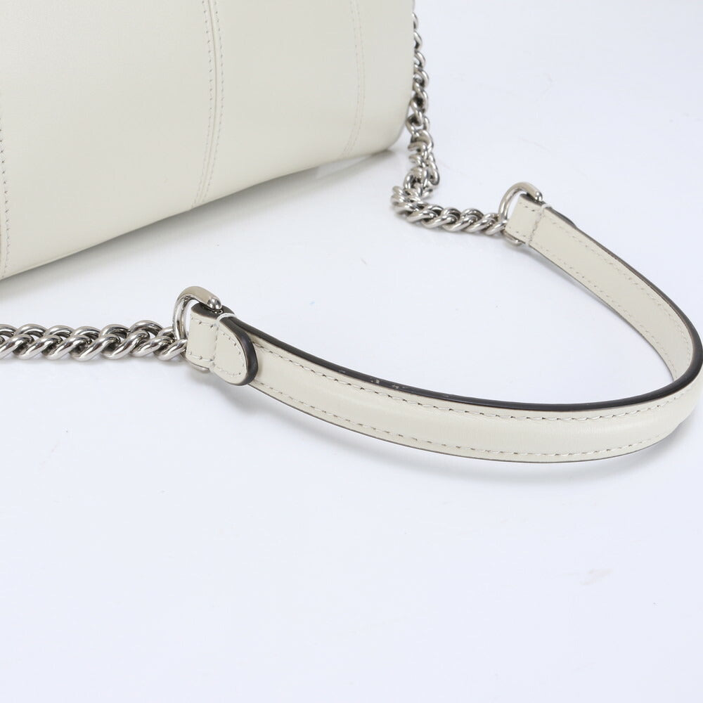 新品同様 グッチ GG シルバー チェーン ショルダー レザー 2WAY トート バッグ 斜め掛け ハンド 745918 レディース EEE BW9-5